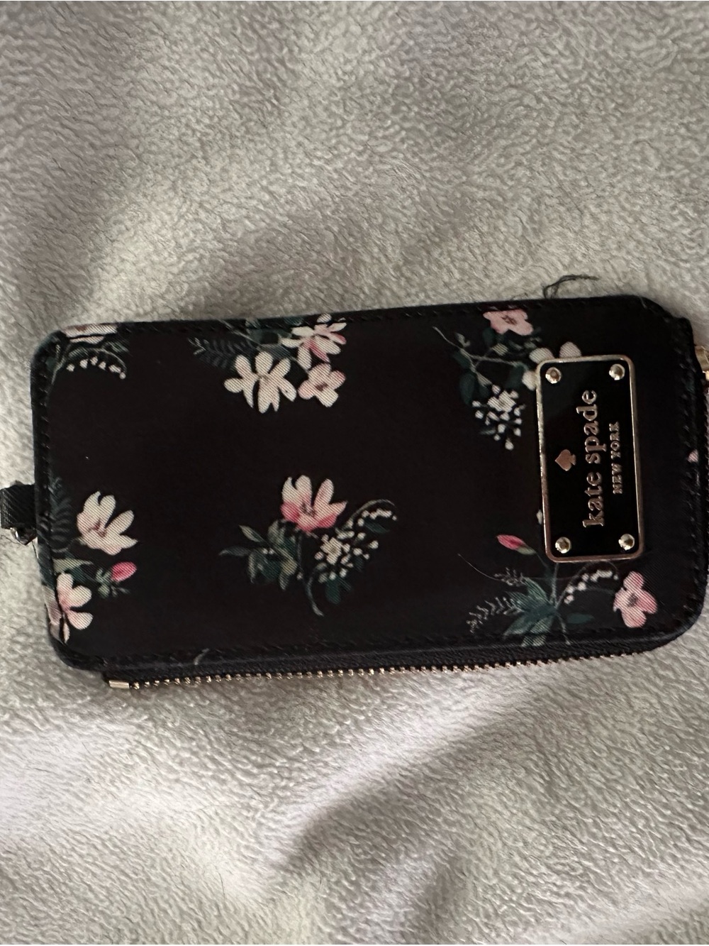 kate spade Black Floral Zip Wallet